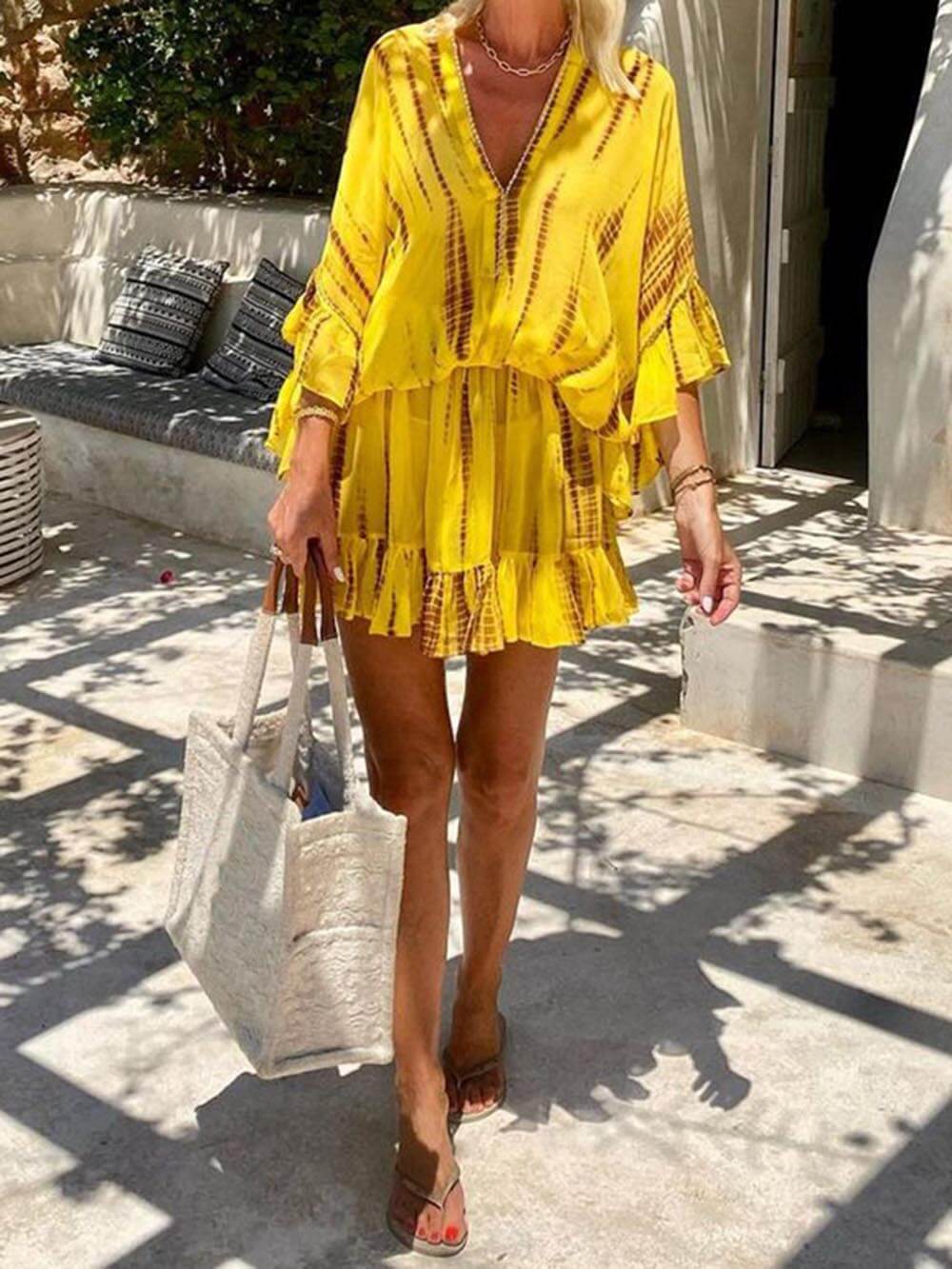 Lara - Minivestido informal con escote en V suave