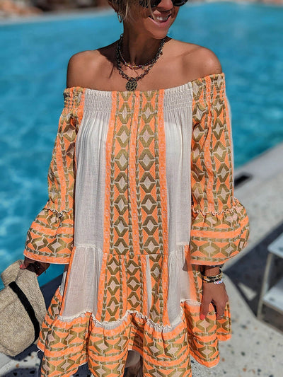 Joyce - Minivestido bohemio con hombros descubiertos