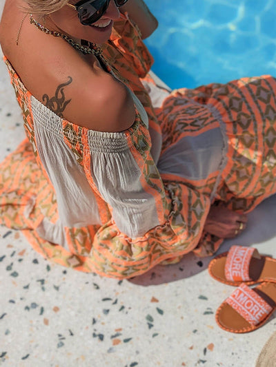 Joyce - Minivestido bohemio con hombros descubiertos