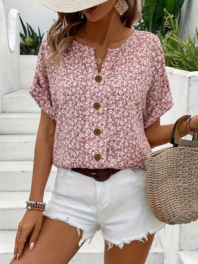 Charis - Floral Button-Up Blouse