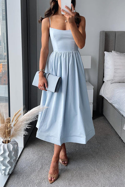 Vina - Chic Strappy A-Line Midi Dress