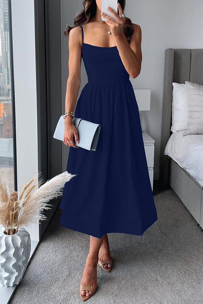 Vina - Chic Strappy A-Line Midi Dress