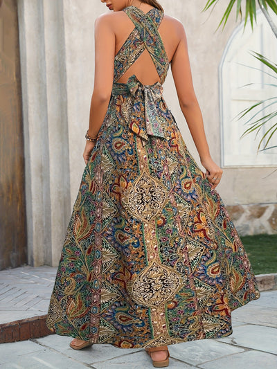 Hazel - Paisley Print Halter Dress