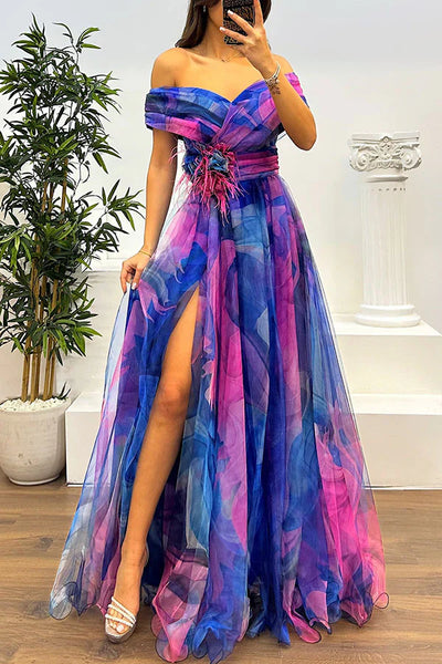 Daniela - Impresionante vestido largo con hombros descubiertos