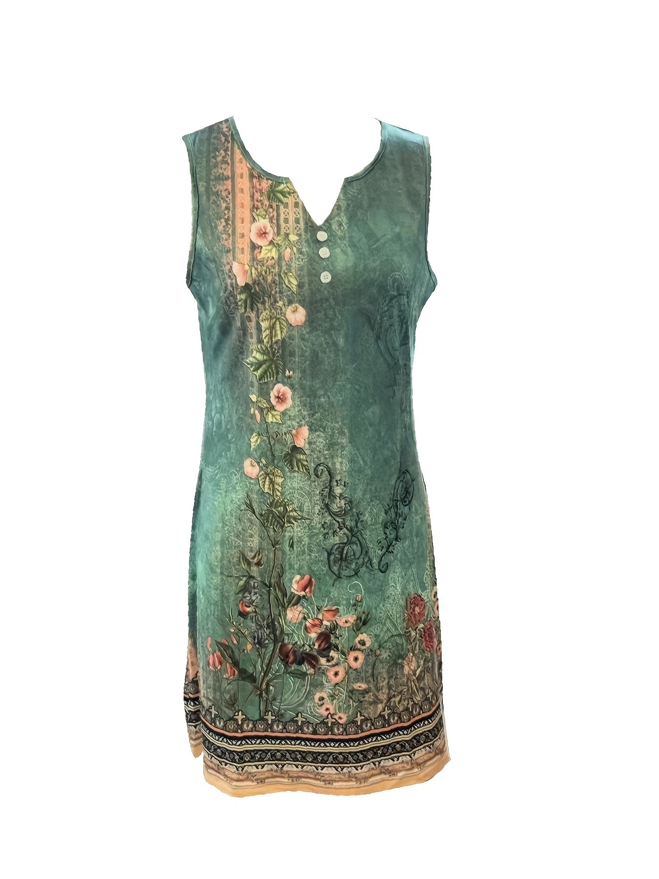 Harmoni - Floral Print Notched Dress