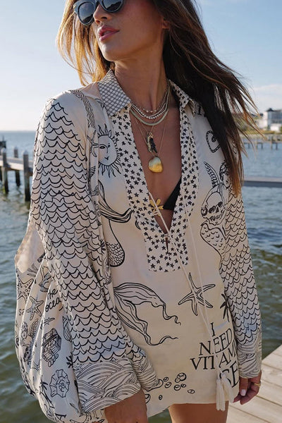 Nikki - Loose Long Sleeve Shirt and Short Set