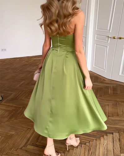 Bianca - Elegante vestido midi sin tirantes