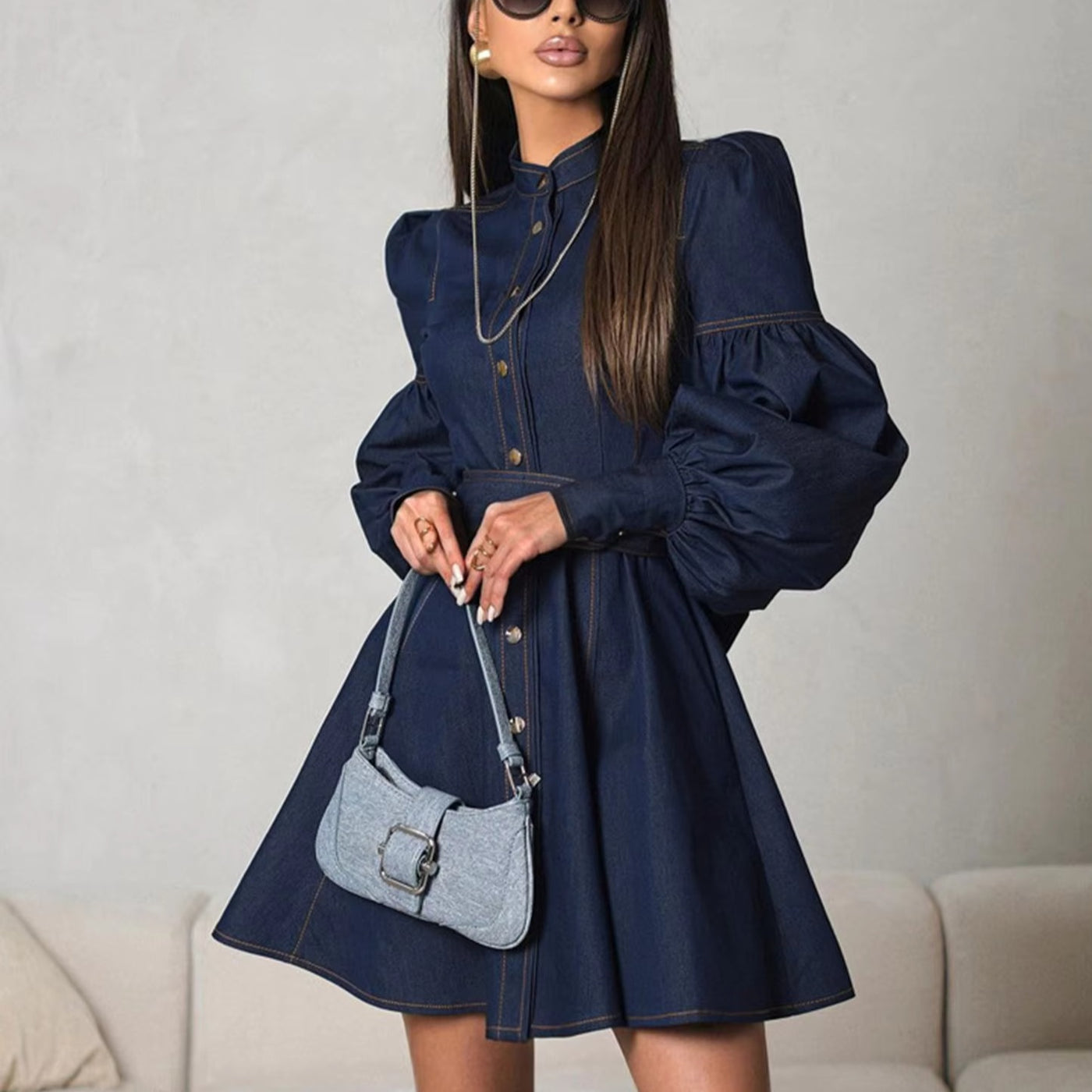 Casey - High-Waist Denim Mini Dress