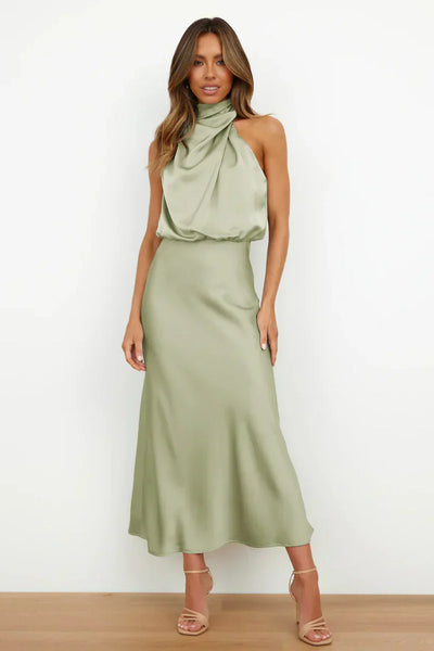 Mary - Elegante vestido midi con cintura elástica