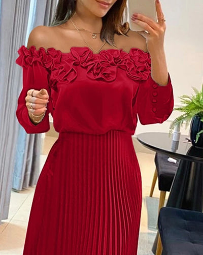 Aria - Impresionante vestido largo con hombros descubiertos 