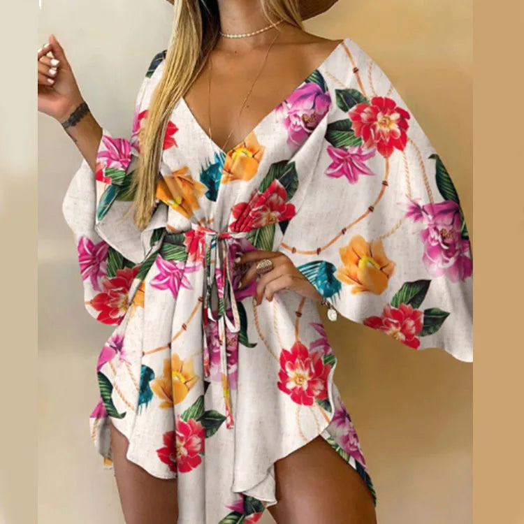 Daisy - Floral V-Neck Boho Mini Dress