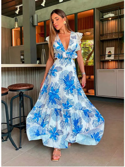 Margie - Vestido largo de encaje sin mangas de moda