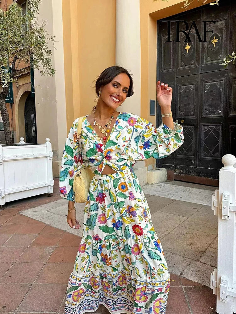 Lovi - Elegant Floral Printed Maxi Dress
