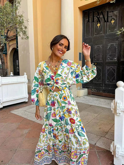 Lovi - Elegant Floral Printed Maxi Dress