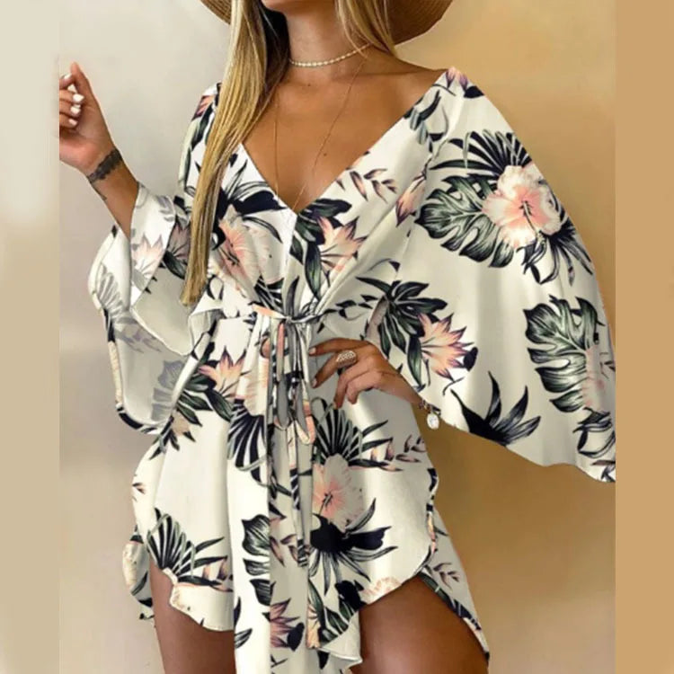 Daisy - Floral V-Neck Boho Mini Dress