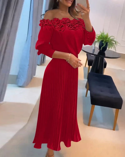 Aria - Impresionante vestido largo con hombros descubiertos 