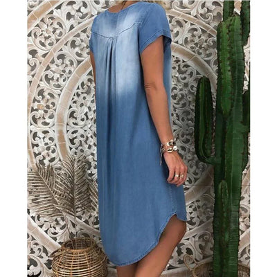 Adalee - Plus Size V-Neck Denim Dress