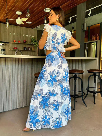 Margie - Vestido largo de encaje sin mangas de moda