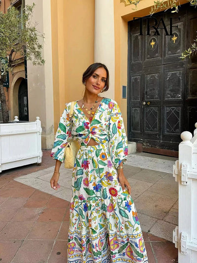 Lovi - Elegant Floral Printed Maxi Dress