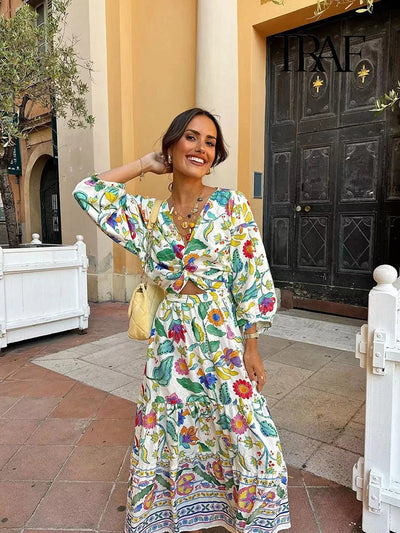 Lovi - Elegant Floral Printed Maxi Dress