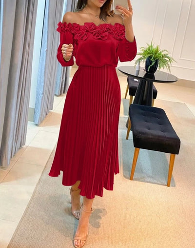 Aria - Impresionante vestido largo con hombros descubiertos 