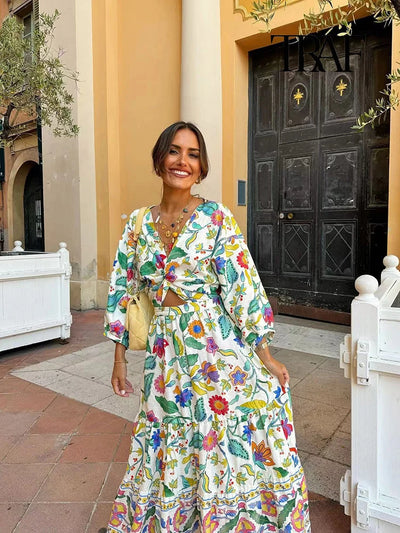 Lovi - Elegant Floral Printed Maxi Dress