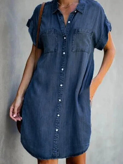 Kamila - Single Breasted Denim Shirt Dress