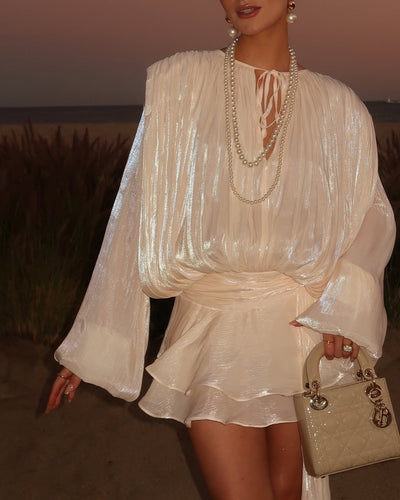 Mikai - Elegante minivestido drapeado con volantes