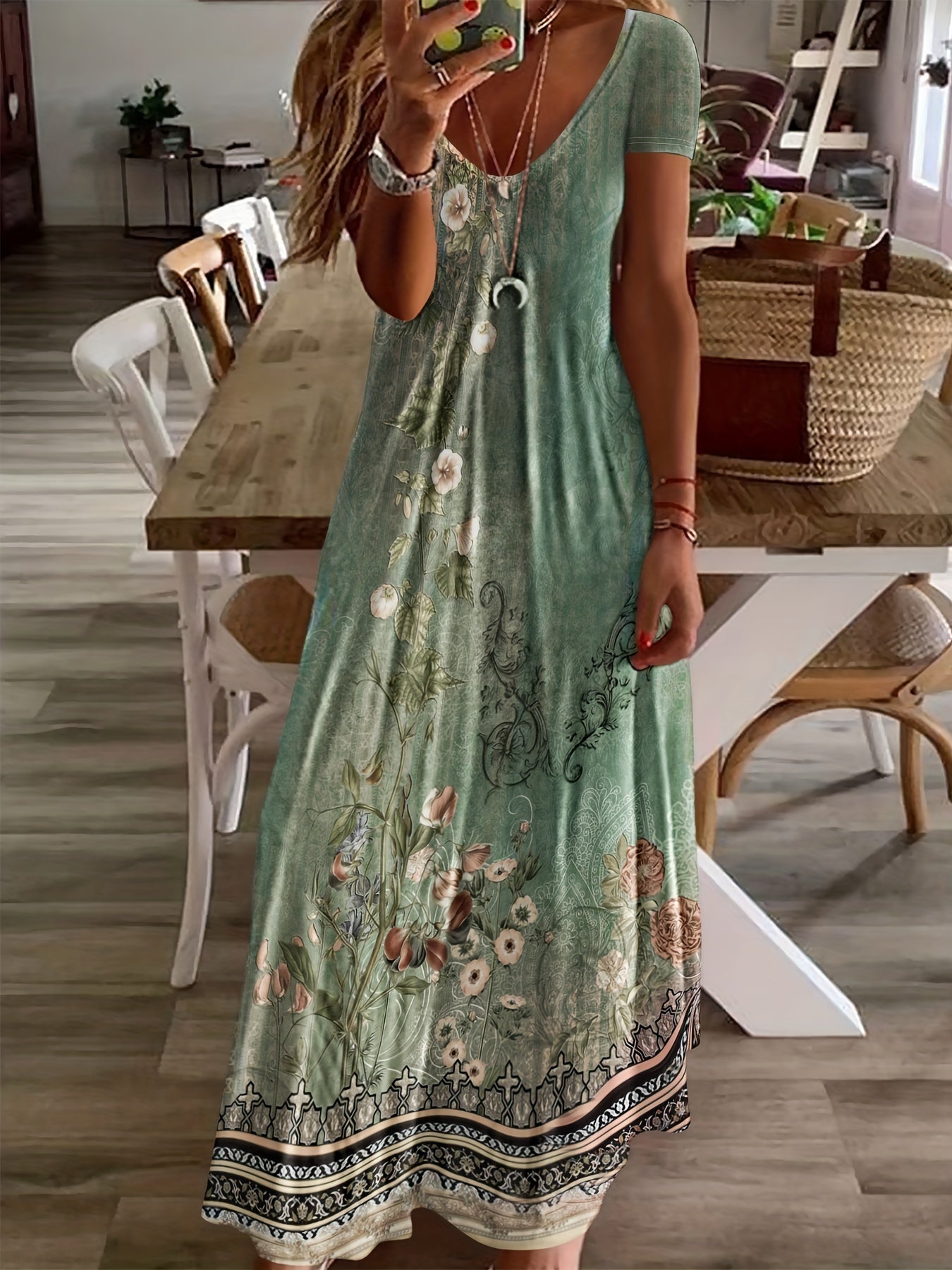 Marigold - Floral Print Maxi Dress