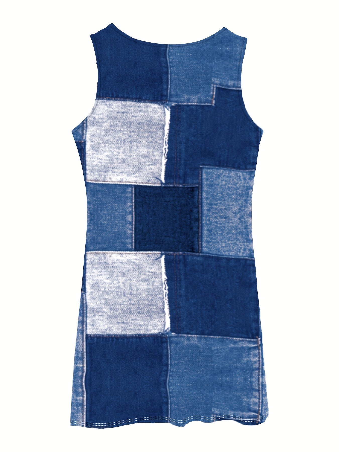 Cosette - Printed Denim Vest Dress