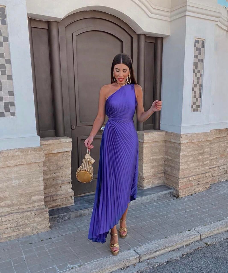 Marjorie - Elegante vestido midi de un solo hombro