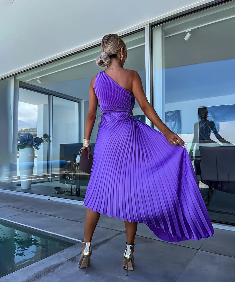 Marjorie - Elegante vestido midi de un solo hombro