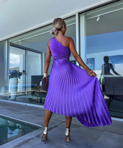 Marjorie - Elegante vestido midi de un solo hombro