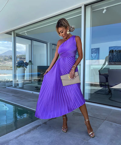 Marjorie - Elegante vestido midi de un solo hombro