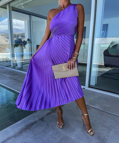 Marjorie - Elegante vestido midi de un solo hombro