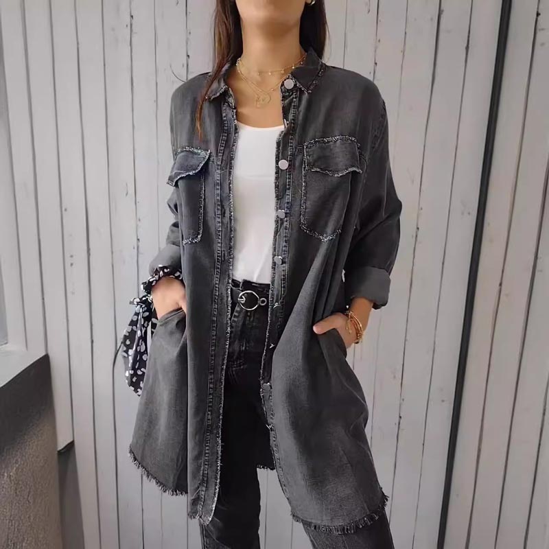 Deandra - Stylish Oversized Denim Shirt