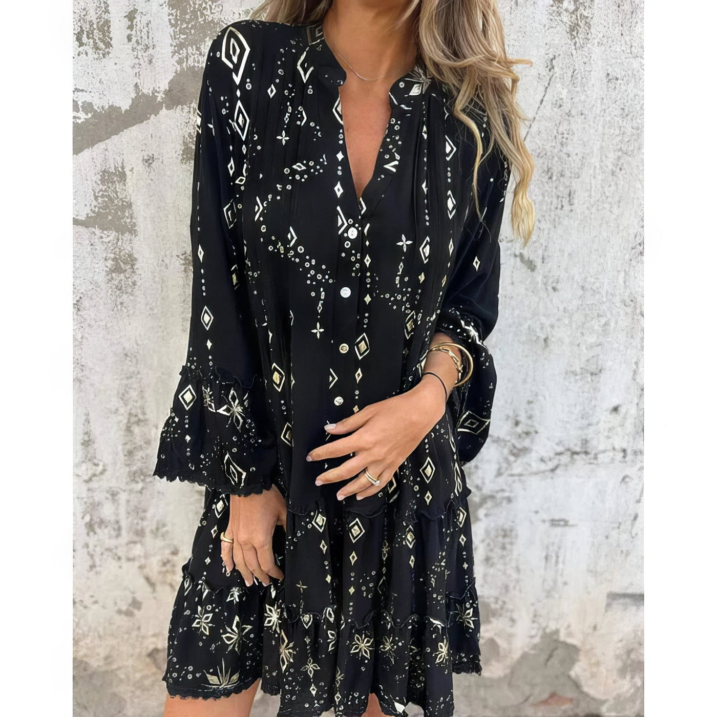 Mara - Vestido mini de manga larga de moda