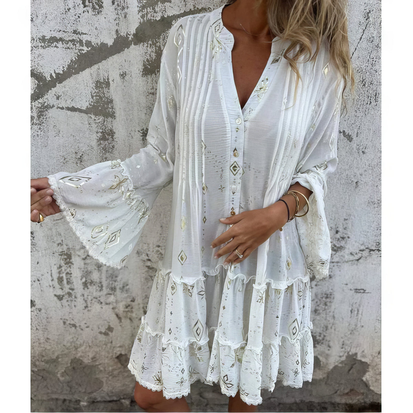 Mara - Vestido mini de manga larga de moda